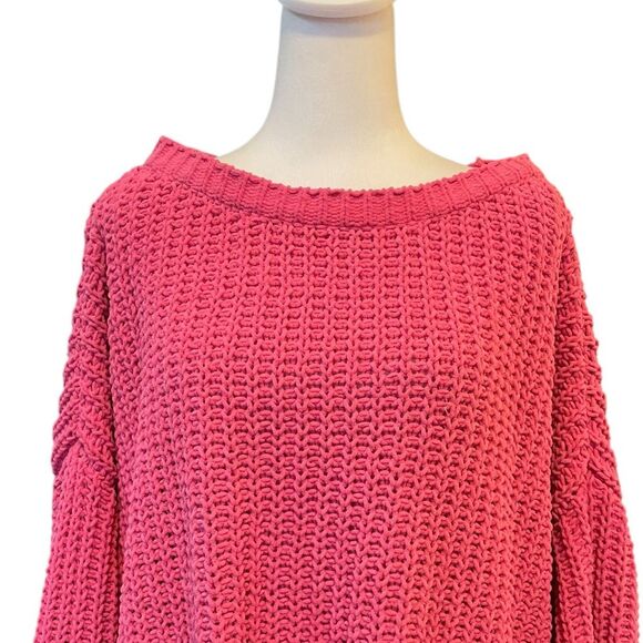 American Eagle AE Slouchy Snowsoft Sweater Pink Chunky Knit Womens Medium - Picture 5 of 10